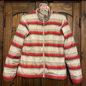 Large Women’s The North Face Jacket Red Striped Insulated